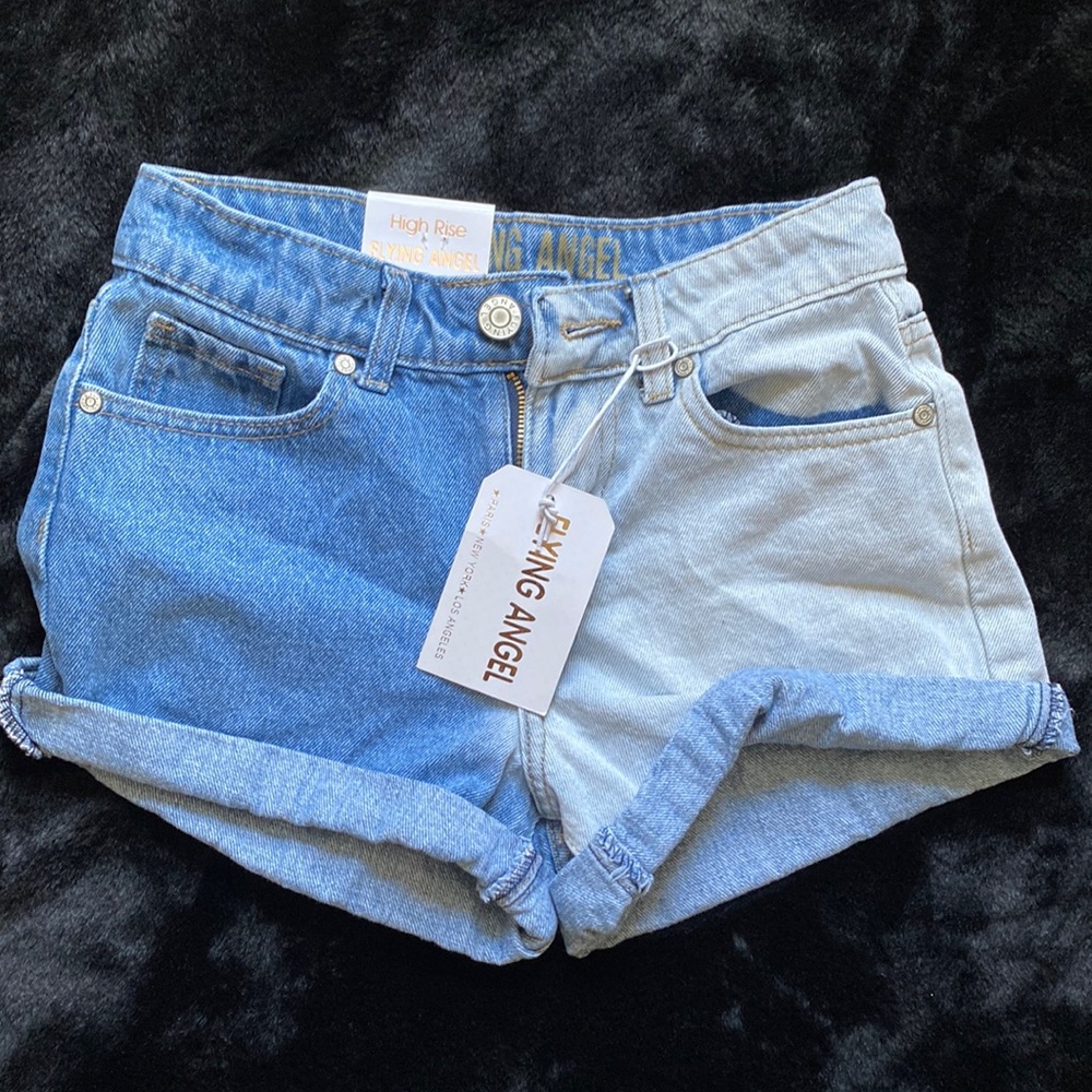 womens multicolor jean shorts